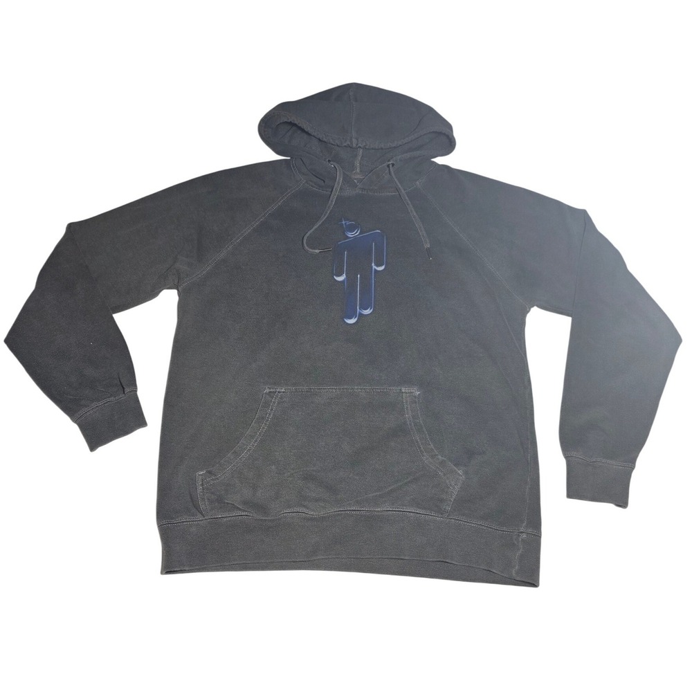 Billie Eilish Mens Blohsh Graphic Hoodie Charcoal Grey Blue Portrait‎ SS1000P